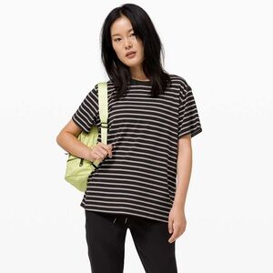 lululemon athletica Black and White Striped Short Sleeve Tee